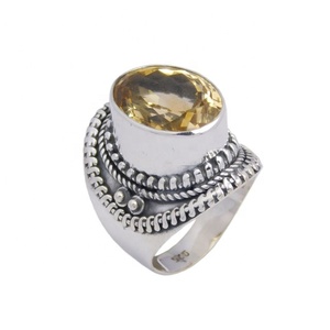 Dernière conception Bague éternité en vermeil en argent sterling 925 sertie de lunette classique Bijoux de mariage Citrine chères Fêtes de pierres précieuses - Product Image 1