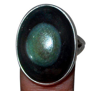 Arco Iris obsidiana anillo ovalado redondo pera cuadrado rectángulo India piedra preciosa natural piedra cabujón 925 plata esterlina - Product Image 6