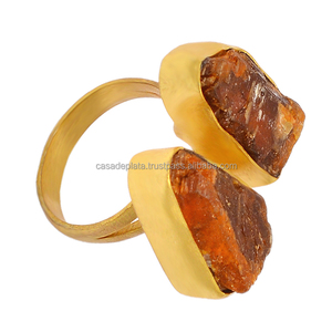 Genuino citrino áspero piedra preciosa Solid925 anillo de plata esterlina hecho a mano oro Vermeil joyería Fabricante Mayorista CASA DE PLATA - Product Image 2