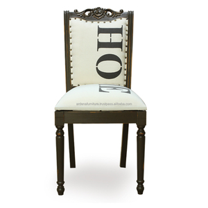 Ardena Design traditionnel aspect antique Jepara chaises de salle à manger en acajou massif tissu imprimé en bois pour bar à la maison - Product Image 2