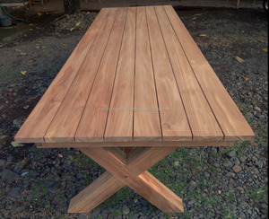 โต๊ะไม้สักเนื้อแข็ง x ขาสำหรับรับประทานอาหารกลางแจ้งเฟอร์นิเจอร์สวนยาว2.5เมตรสำหรับโรงแรมและบ้านไร่ - Product Image 5