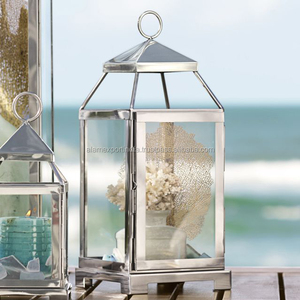 Lanterne intérieure et extérieure en acier inoxydable fini argent et en verre transparent faite à la main pour la décoration de la maison et du mariage Décoration du Ramadan - Product Image 1