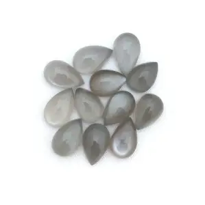 ลูกแพร์มูนสโตนสีเทาธรรมชาติขนาด3มม. 4มม. 5มม. อัญมณีหลวมแบบหลังแบนปรับเทียบอัญมณีจากผู้ผลิตร้านค้าออนไลน์ที่ขายส่ง - Product Image 1