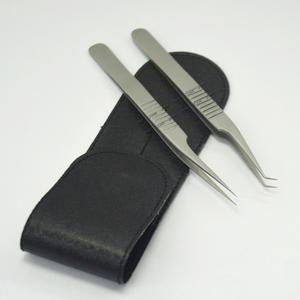 Pince à épiler Pro droite et coudée à 45 degrés Pack 2 pinces à épiler en acier inoxydable pour cils à volume russe 3D 4D 6D - Product Image 2