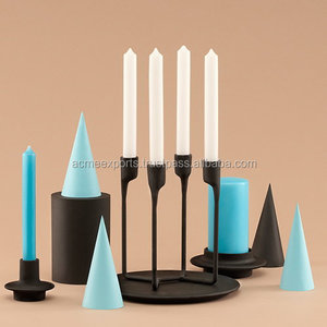 Ensemble de 4 bougeoirs en fer forgé Élégant accent décoratif de Noël pour la maison de vacances Matériau métallique - Product Image 2