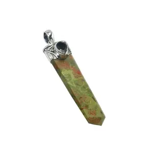 Wholesale Price Smokey Gemstone Single Terminated Pencil Point Charm Pendant Faceted Jewelry Necklace