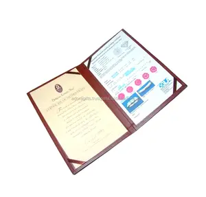 A4 customized leather diploma covers for degree holders / Good Quality Low Price A4 File Leather Certificate Covers