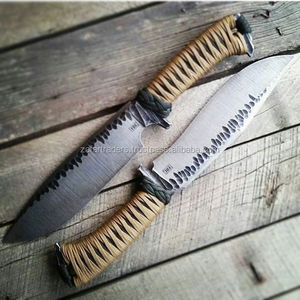 Cuchillo de acero de alto carbono hecho a mano, cuchillo de caza al aire libre de hoja fija con funda de cuero, maquinilla de afeitar afilada - Product Image 1