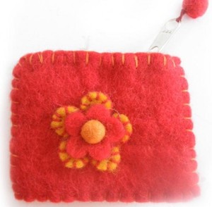 Portefeuille zippé en coton élégant pour filles faites à la main avec accessoire fonctionnel à motif de fleurs mignonnes pour clés et pièces de monnaie - Product Image 2