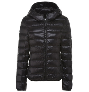 <b>Ladies</b> Lightweight Woolen Down Puffer Jacket <b>Hooded</b> Short Quilted Bubble <b>Coat</b> <b>Winter</b> Parka Zipper Closure Water Proof Feature - Product Image 1