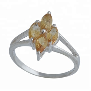 Anillo de piedras preciosas citrino con forma de marquesa facetada de Plata de Ley 925, regalo de boda liso a la moda, joyería chapada en plata - Product Image 2