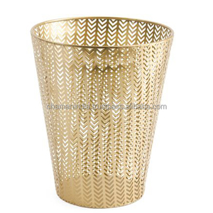 <b>Metal</b> Iron Gold Round Waste <b>Bin</b> Brass Antique - Product Image 1