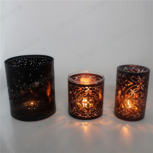 Farol Decorativo Cilíndrico de Metal Negro y Latón Antiguo <span class=keywords><strong>con</strong></span> Frasco de Vidrio - Product Image 1