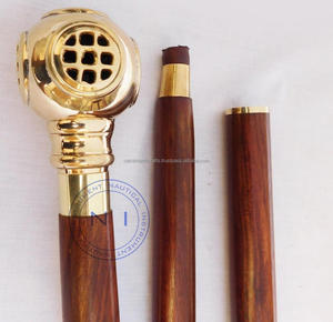 Bastón de madera marrón con mango de latón macizo clásico náutico, bastón único para caminar, regalo - Product Image 5
