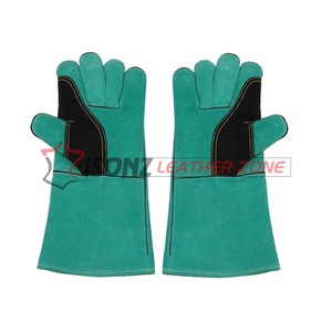 ถุงมือบาร์บีคิวหนังแท้สีเขียวถุงมือทิคถุงมือเชื่อมถุงมือป้องกันการตัด - Product Image 2