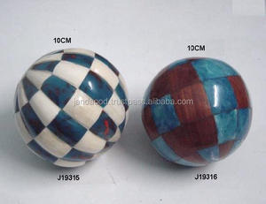Bolas decorativas de mosaico con incrustaciones de hueso azul blanco y azul de madera de alta calidad disponibles en todos los tamaños y colores a precio al por mayor - Product Image 2