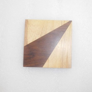 พาเลทไม้ธรรมชาติ2โทนสีชุดที่รองแก้วไม้ทรงสี่เหลี่ยมแบบคลาสสิก - Product Image 2