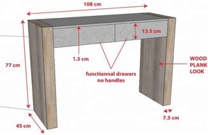 Mesa auxiliar de hormigón de estilo moderno con tapa de madera Muebles de jardín al aire libre para acampar - Product Image 3