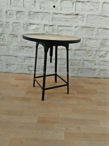 Table basse en bois à hauteur réglable avec cadre en métal industriel, table basse réglable en fer et bois antique - Product Image 3