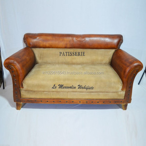 Sofá de cuero, cuero envejecido gamuza marrón 3 plazas sofá Vintage - Product Image 1