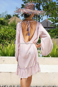 Karam Thương Hiệu 2019 Phong Cách Phương Tây Bohemian Cộng Với Kích Thước Phụ Nữ Trở Lại Ít Sexy Giản Dị Hoa Thêu Mini Bãi Biển Áo - Product Image 3