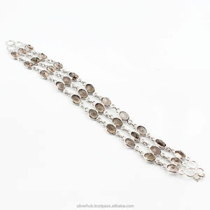 Bracelet en pierre précieuse fumée naturelle fait à la main, bracelet tennis réglable, bijoux de mode pour femmes, à porter avec style - Product Image 3