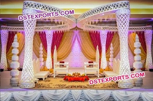 Ensemble de mandap doré pour mariage hindou traditionnel, fabricant d'ensembles de mandap pour mariage indien, mandap en fibre de cristal pour mariage à vendre au Canada - Product Image 5