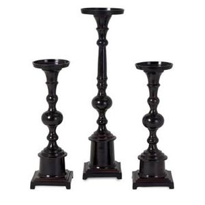 Aluminum Metal Black Finished Pillar <b>Set</b> of 3 <b>Candle</b> Holder Centerpieces Decoration High Quality <b>Candle</b> Holder - Product Image 1