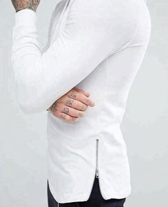 Sweat à capuche Logo pour homme, sweat-shirt molletonné bon marché, personnalisé, à la mode, longue gline musculaire, avec fermeture latérale et ourlet incurvé - Product Image 2