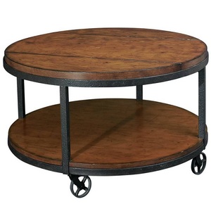 Mesa de centro de hierro y madera industrial vintage moderna, nuevos muebles de sala de estar para uso doméstico - Product Image 1