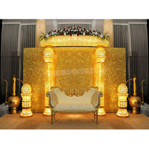 Pilares de cristal de Metal para escenario, piedra preciosa dorada para escenarios de boda asiática - Product Image 1