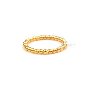 Anillo fino de Plata de Ley 925, hermosa banda minimalista con cuentas, delicado apilamiento, chapado en oro pulido, su anillo apilable - Product Image 1