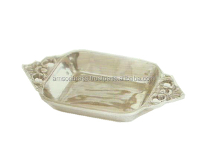 Plateau de service en métal aluminium Vaisselle et vaisselle plaquée Assiette décorative en métal argenté pour maison, hôtel, restaurant, table - Product Image 4