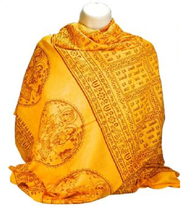 Châle en viscose imprimé avec le mantra Gayatri et le mantra Shiva de Shivam Arts, unisexe, fabriqué à Varanasi, Inde - Product Image 1
