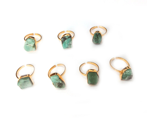 Anillo de piedras preciosas de zafiro azul auténtico, sortija ajustable de 24k, chapado en oro - Product Image 2