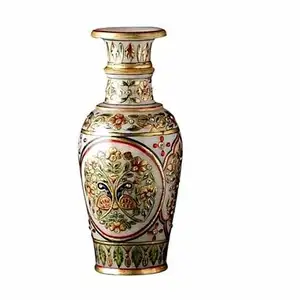 Роскошные цветочные вазы KALAMKARI с латунным порошковым покрытием готовая настольная декоративная ваза для цветов