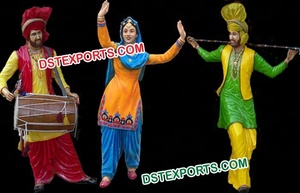 Traditionnel Rangla Punjab FRP Statues Punjabi Cultural Bhangra Statue Jatt avec Dhol Statues Mariage Entrée Décor Australie - Product Image 5