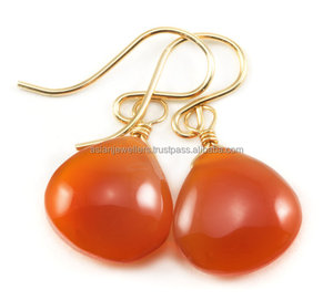 925 sterling silver Carnelian gemstone gold vermeil drop <b>earrings</b> - Product Image 1