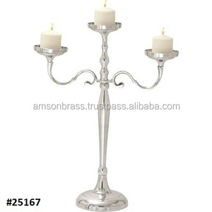 เชิงเทียนโลหะอลูมิเนียมแบบ3แขนแท่นวางเทียนแบบ3เสาทำจากเงินแบบโบราณ - Product Image 4