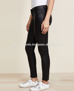 Instahot girl — pantalon en cuir serré pour femmes, hiver, en cuir de mouton noir, personnalisé, à la mode, pantalon de motard en peau d'agneau - Product Image 3