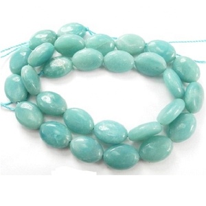 สร้อยคอลูกปัดหินรูปไข่หินอเมซอนสีฟ้าเครื่องรางลูกปัดคริสตัลทรงรีสำหรับทำเครื่องประดับสร้อยคอคริสตัลผู้หญิงขายส่ง - Product Image 1