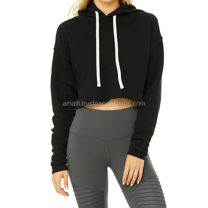 Women Blank Cropped Top Hoodies Gym Fitness Plain Crop Top Hoodie Girls White Cropped Hoodie