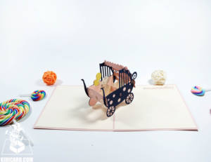 เปลเด็กน่ารักการ์ดอวยพรเบบี้อาบน้ำเด็กบัตรป๊อปอัพที่สวยงามหัตถกรรมบัตร kirigami - Product Image 6