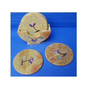 Handmade Beautiful Soapstone Inlay <b>Coaster</b> <b>Set</b> Use For Keep On Glass High Demanding And Use For Home Kitchen And Hotels Decor - Product Image 1