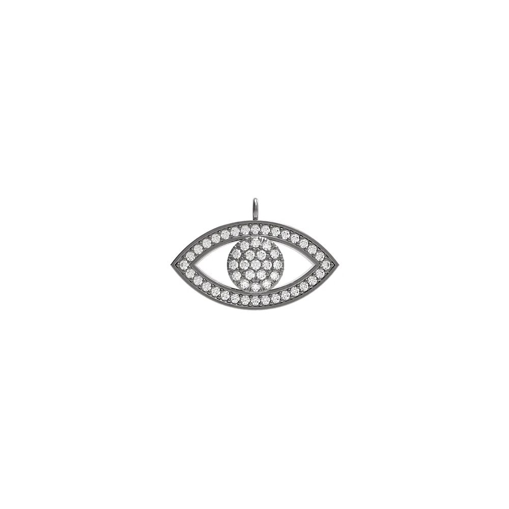Evil Eye 925 Sterling Silver Charm Pave Diamond