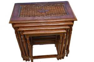 โต๊ะซ้อนโบราณ โต๊ะซ้อนไม้เนื้อแข็ง โต๊ะซ้อนไม้ งานฝีมือปากีสถาน ราคา - Product Image 4