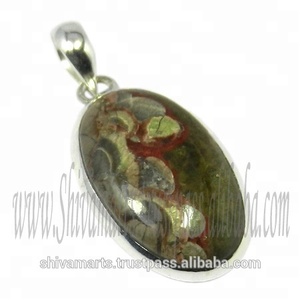 Pendentif en pierre précieuse de jaspe nébuleuse en argent sterling 925 plaqué or bijoux fins avec pendentifs et breloques - Product Image 2