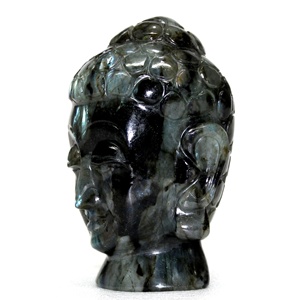 Labradorite Religious Modern <b>Buddha</b> <b>Head</b> Through-Carved Gemstone Sculpture Figurine Made India Handcrafted Statue Crystal - Product Image 4