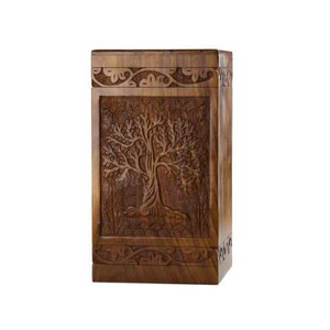 Engraved Tree Antique <b>Memorial</b> Cheap <b>Wooden</b> Casket <b>Box</b> for Adults Human Funeral Ashes Cremation Urns American/European Style - Product Image 2