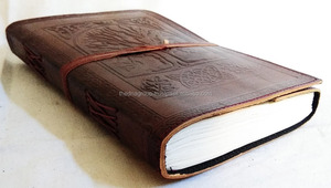 สมุดโน้ตหนังแท้พิมพ์ลายนูนขนาด B5ขนาดเท่าของงานแฮนด์เมดหนังแท้สมุดรายวันสีน้ำตาลมีการปิดด้วยความร้อน - Product Image 4